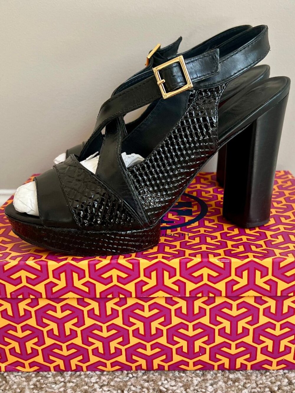 Tory Burch Deidre-Shiny Women's Platform-Heels/Sandals, Size 9